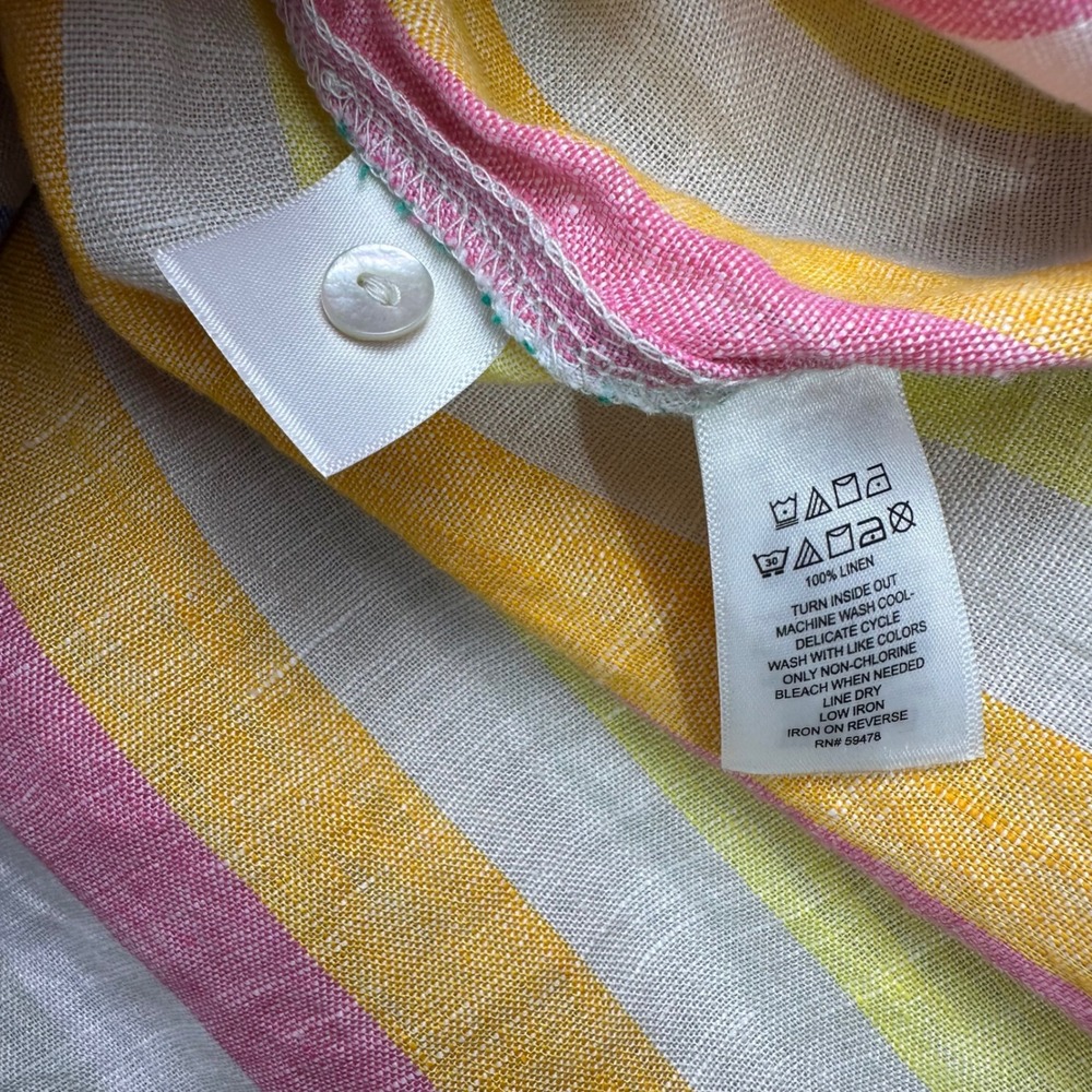 C&C California Womens 1X Linen Shirt Dress Sleeveless Multicolor Stripe NWT - Picture 16 of 16